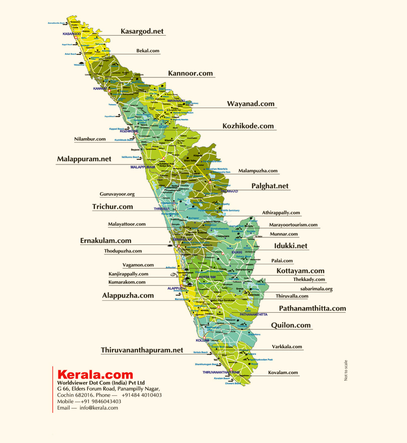 tourist map of kerala with places